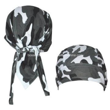 Custom Made Logo imprimé Army Green Camouflage Cotton Head Wrap réglable Cyclisme Skulll Bandana Caps